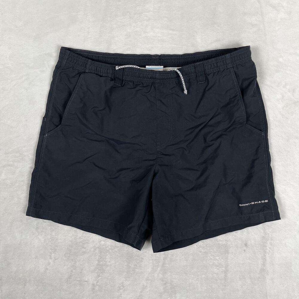 Columbia PFG Swim Trunks Mens Medium Black Omni-Shade Lined Pockets Fishing